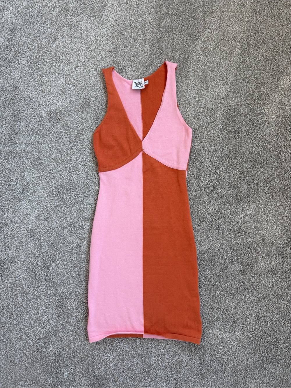 Colorblock Pink & Orange Knit Dress